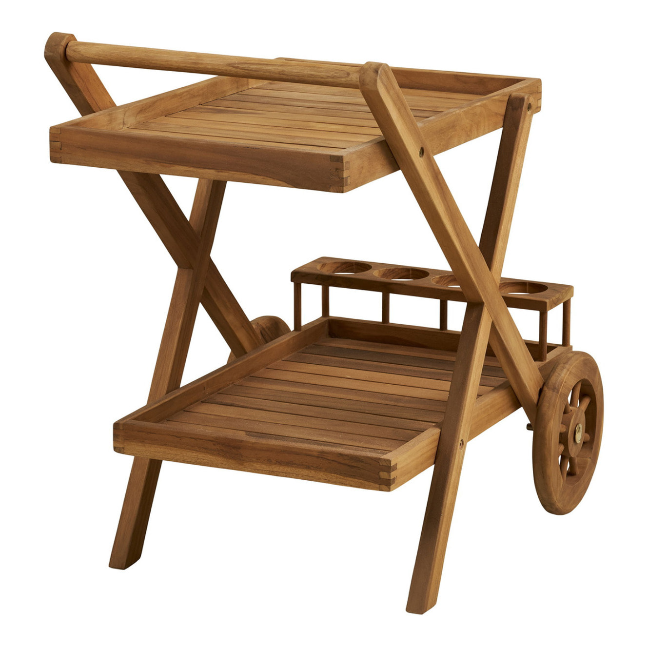 Carrello da servizio Pasaku in teak naturale 86×50×81 cm