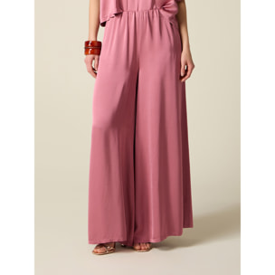 Oltre - Pantaloni palazzo in raso di viscosa - Rosa