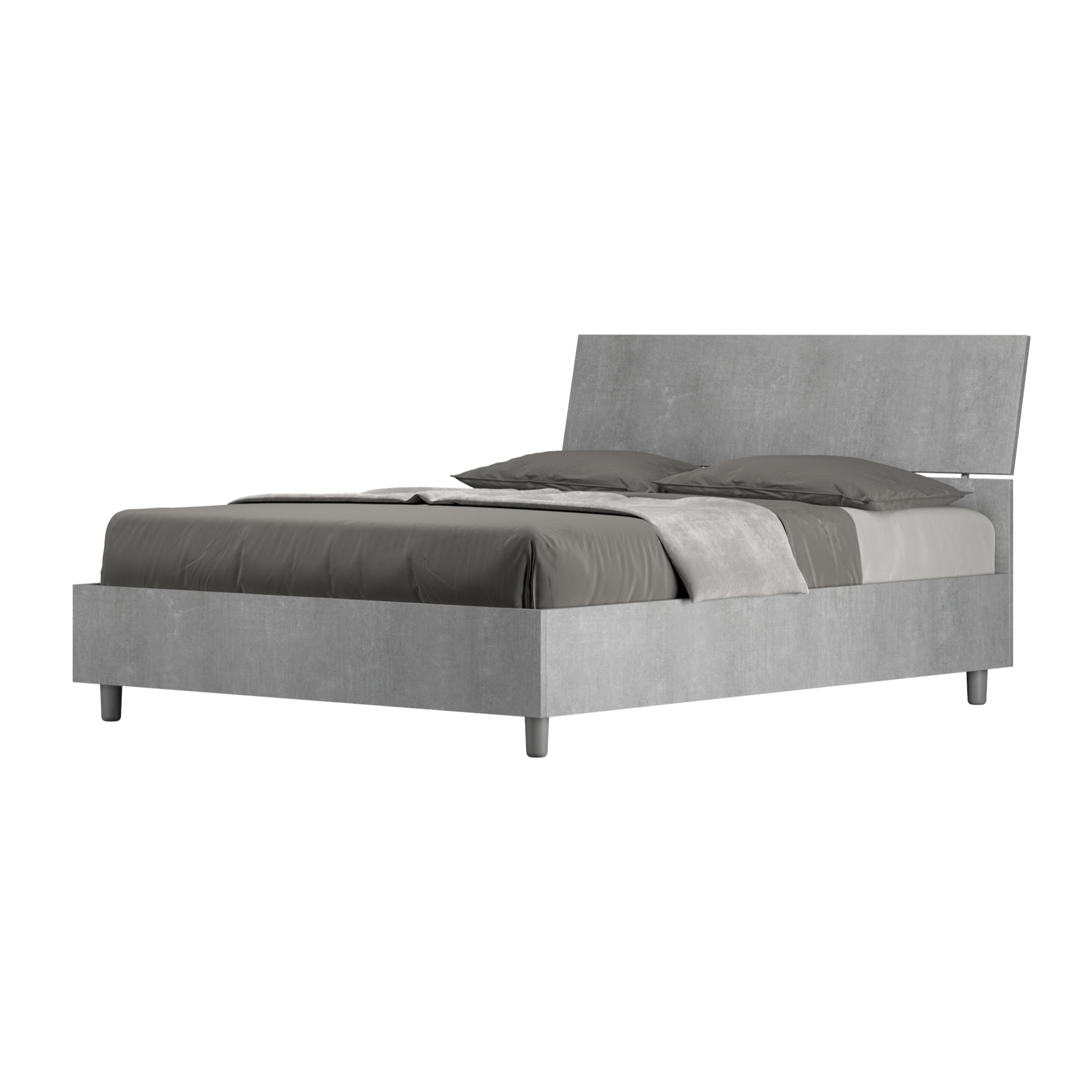 Letto matrimoniale francese con rete 140x200 testata inclinata cemento Demas