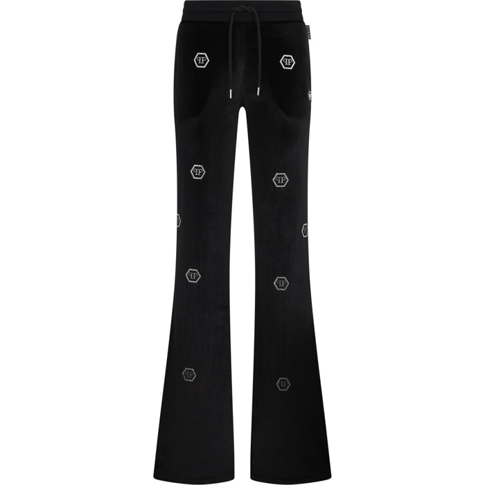 PHILIPP PLEIN Chenille Jogging Pants Mini Monogram Strass Monogram Strass