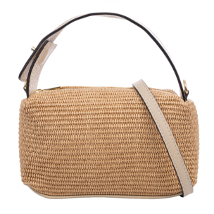 Baselice Bolso de mano Mujer. Fabricado en paja y piel auténtica Dollaro.