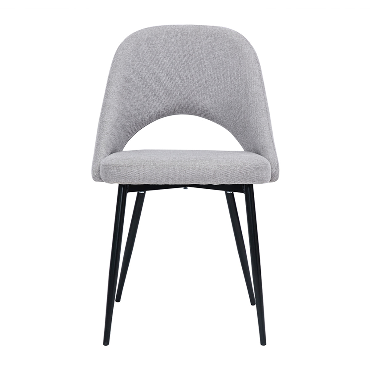 Chaises vintage en tissu effet velours texturé gris et métal noir (lot de 2) COSETTE