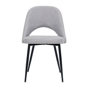 Chaises vintage en tissu effet velours texturé gris et métal noir (lot de 2) COSETTE