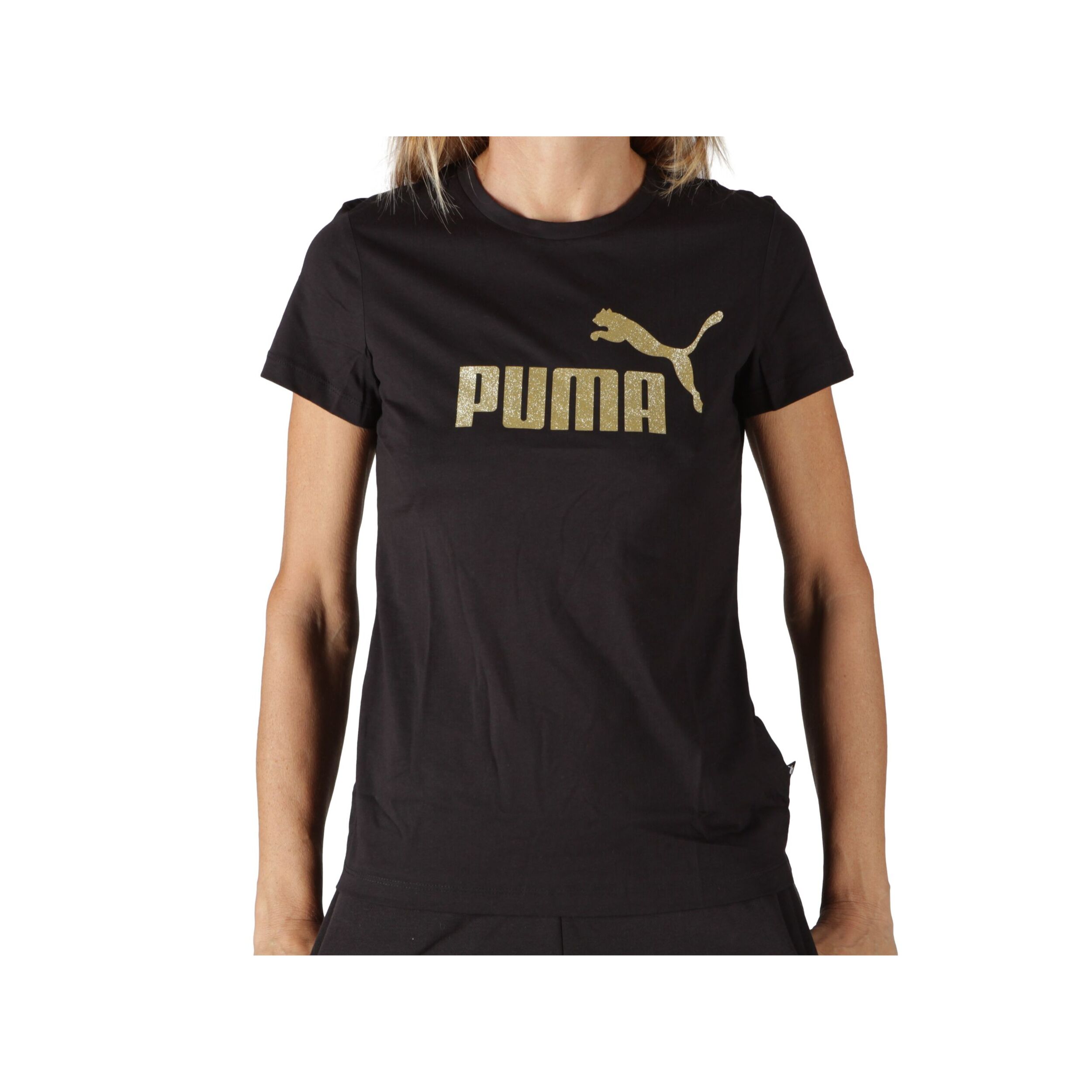 T-Shirt Puma ESS+ Glitter logo Tee Nero