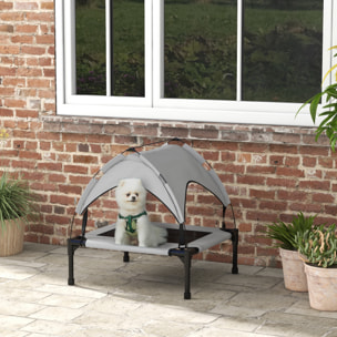Cama para Perros Elevada con Toldo Cama para Perros Grandes con Marco de Acero y Bolsa de Transporte para Interior y Exterior 76x61x69,5 cm Gris