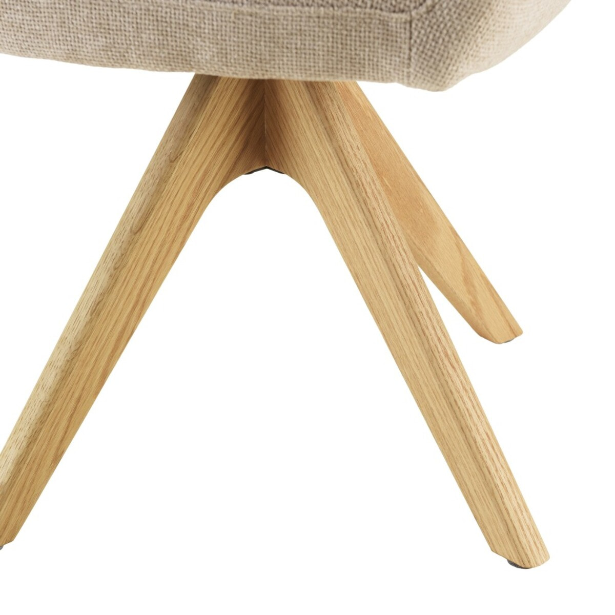 UGO - Chaise pivotante 360° en tissu beige dossier arrondi, pieds bois UGO