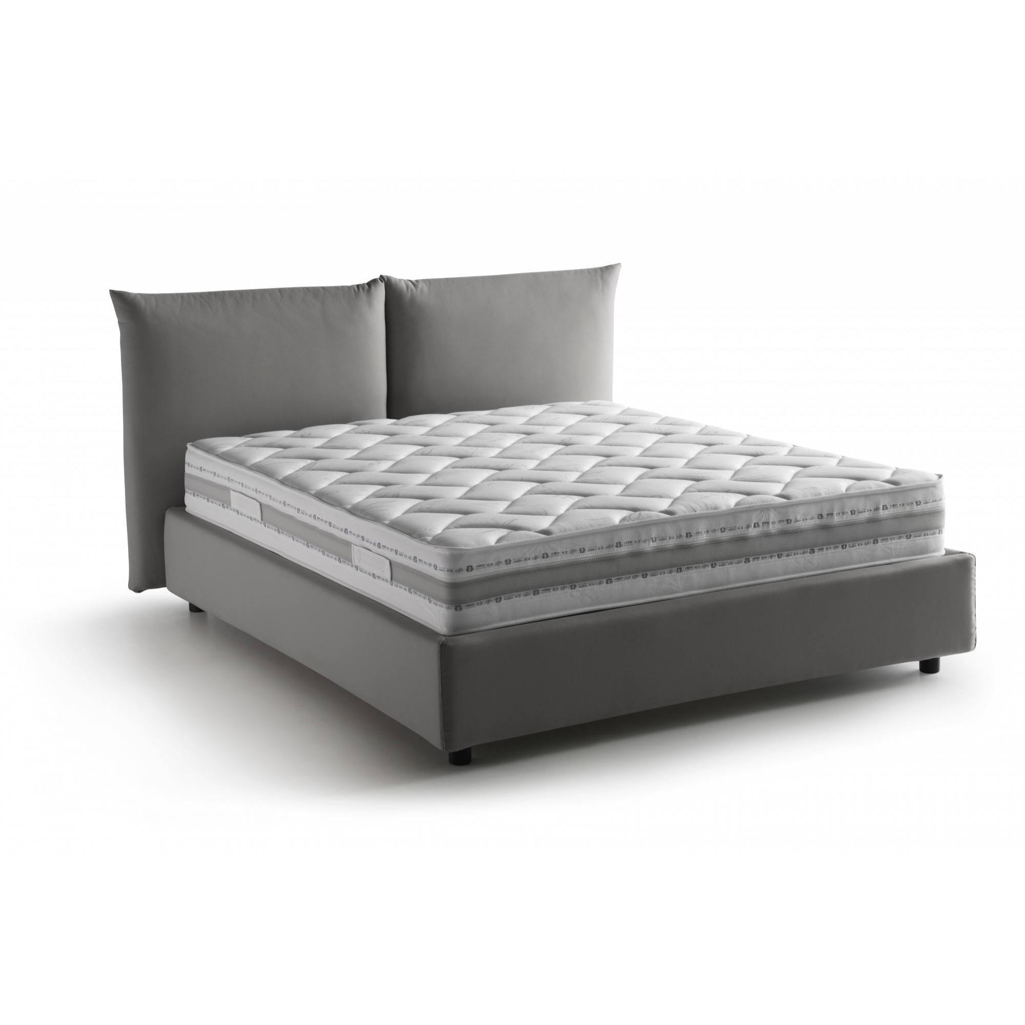 Letto matrimoniale Tiziana, Letto contenitore con rivestimento in tessuto, 100% Made in Italy, Apertura frontale, adatto per materasso Cm 160x190, Grigio