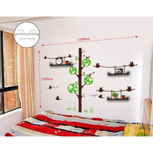 STICKER DA MURO BIRDS AND TREE CON MENSOLE CHARME 1921 MULTICOLORE