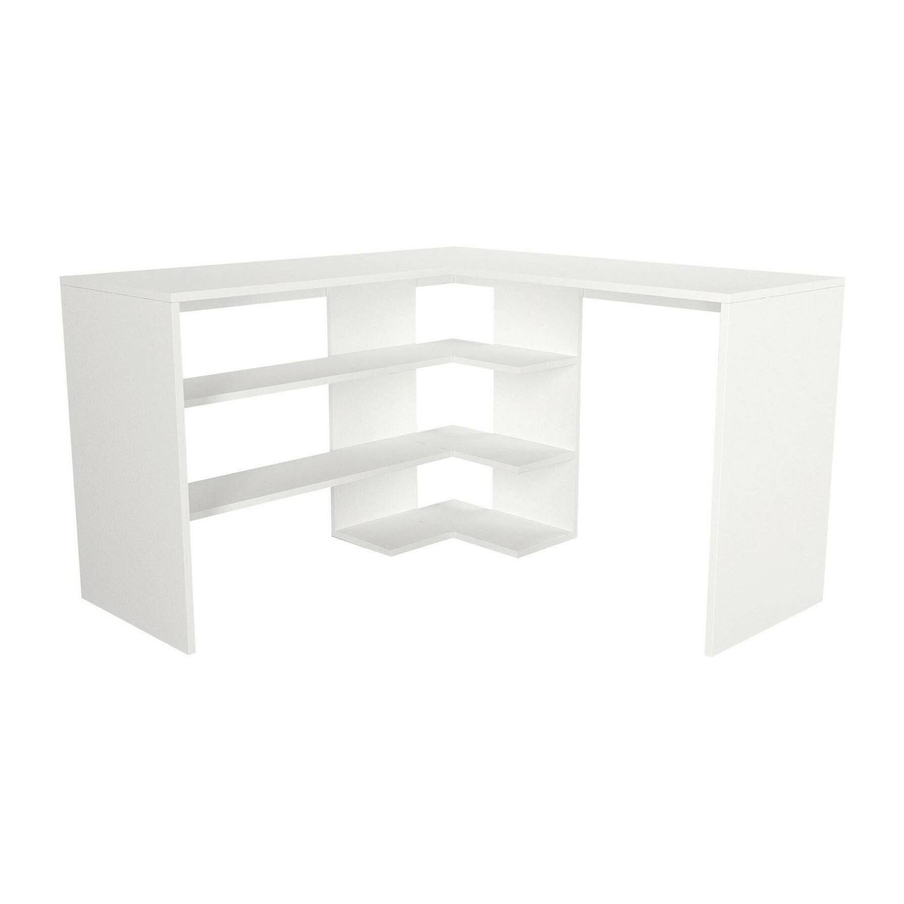 Scrivania Emiliana, Scrittoio multiuso, Tavolo per ufficio porta PC, Piano di lavoro, 120x120h74 cm, Bianco