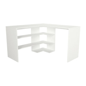Scrivania Emiliana, Scrittoio multiuso, Tavolo per ufficio porta PC, Piano di lavoro, 120x120h74 cm, Bianco