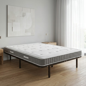 Ensemble Matelas Intuition & Sommier Somkit, 15 cm, Mémoire de Forme, Cadre à Lattes, Métal Robuste, Soutien Ferme