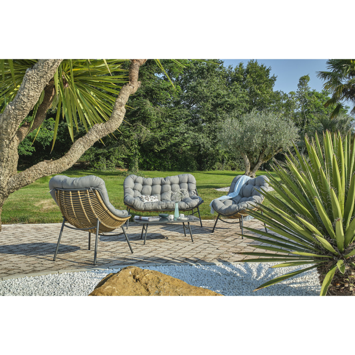 TULUM - Salon de jardin 4 places en résine tressée