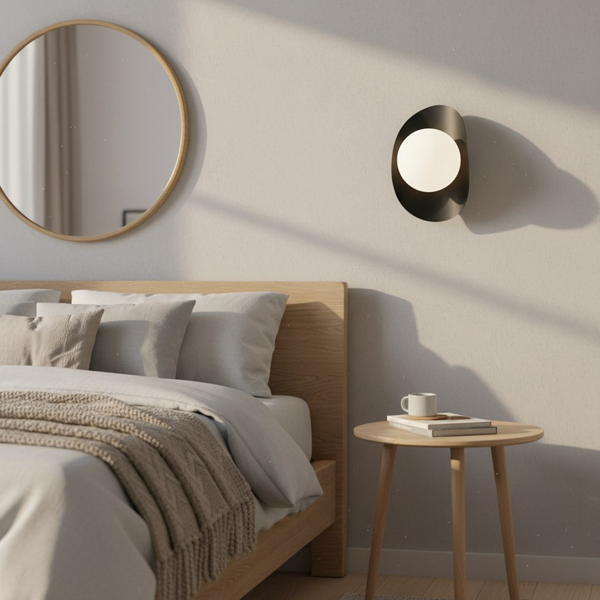 Lampada a parete Fiero in acciaio nero con diffusore in vetro