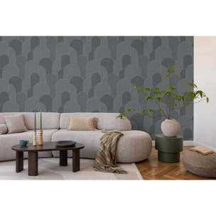 Papier peint arches art déco bleu nuit doré
