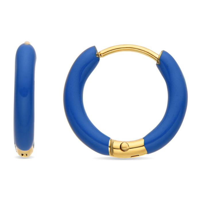 Pendientes con Lacado Azul acabado oro 18k