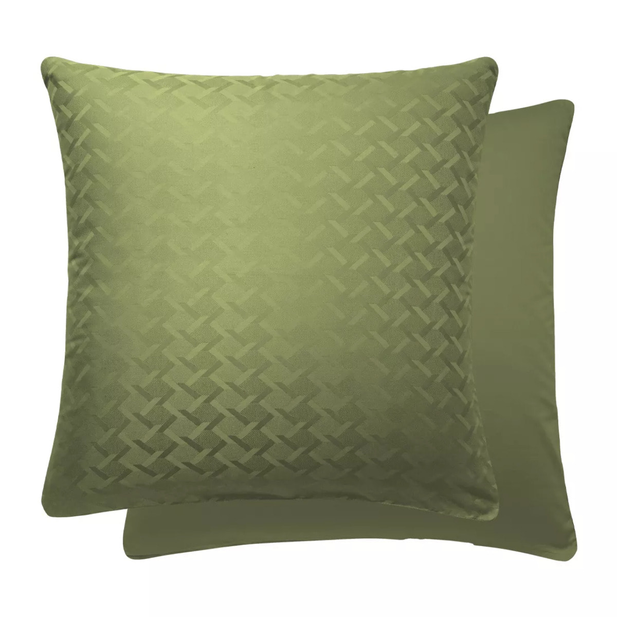 Taie d'oreiller satin de coton motif jacquard vert Adagio kaki