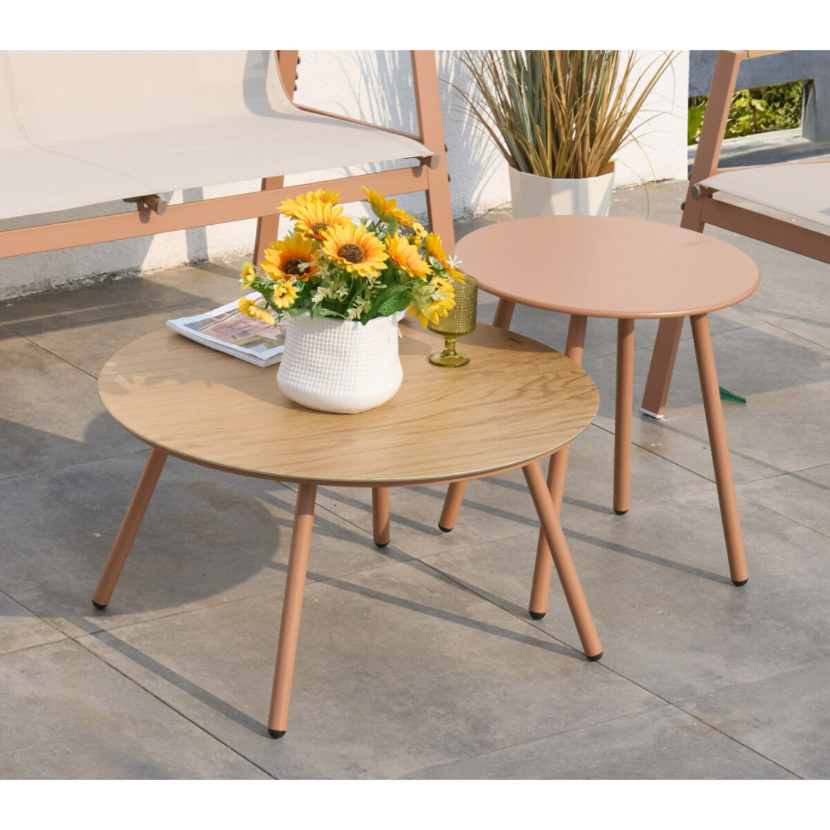 Salon de jardin - 4 places - bois et lin - SYDNEY