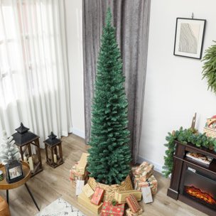 Árbol de Navidad Estrecho 210 cm, Árbol de Navidad Artificial con 401 Ramas, Soporte Metálico, Fácil de Montar, Decoración para Interior, Hogar, Oficina, Verde