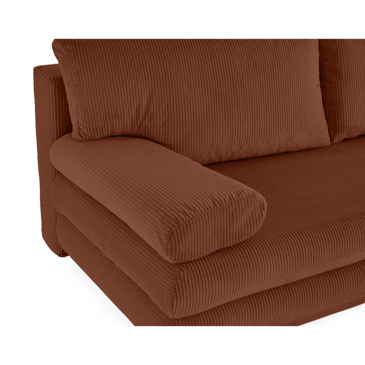 Elton - canapé 3 places convertible avec coffre en velours côtelé - Terracotta