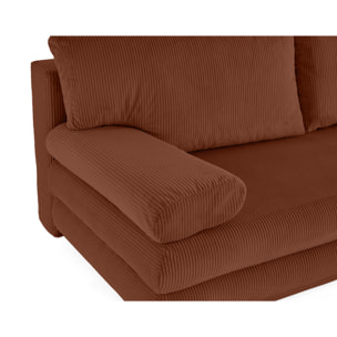 Elton - canapé 3 places convertible avec coffre en velours côtelé - Terracotta