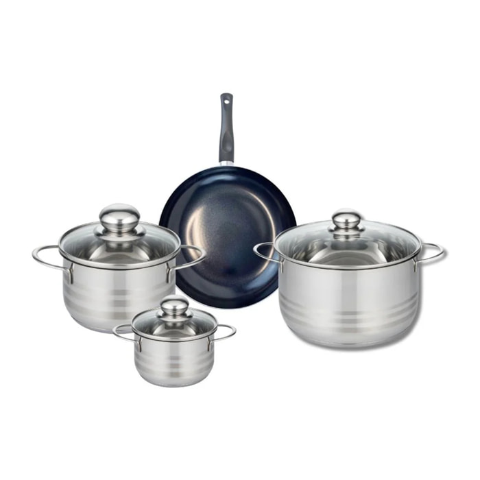 Ensemble de 1 Poêle de cuisson 20 cm et 3 faitouts 12, 16 et 20 cm Elo Prima Brillant