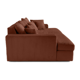 Collins - canapé droit 4 places avec double méridienne - assise profonde - velours côtelé grosses côtes - Terracotta