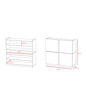 Zapatero Odda melamina roble claro detalle blanco 90x95x35 cm