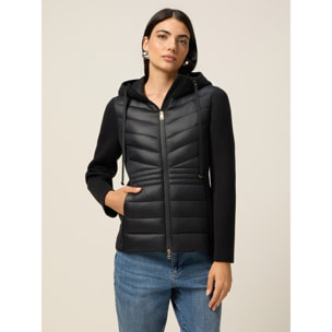 Oltre - Piumino lightweight con dettagli in scuba - Nero