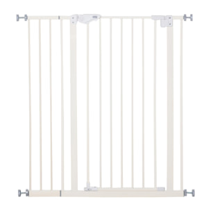 Barrera de Seguridad para Puertas y Escaleras Barrera para Perros Mascotas con Cierre Automático Extensión 17,5 cm Montaje sin Agujeros Metal 74-80/91,5-97,5x104,1 cm Blanco