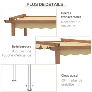 Pergola rétractable 3L x 3l x 2,25H m structure alu. aspect bois toile polyester haute densité beige