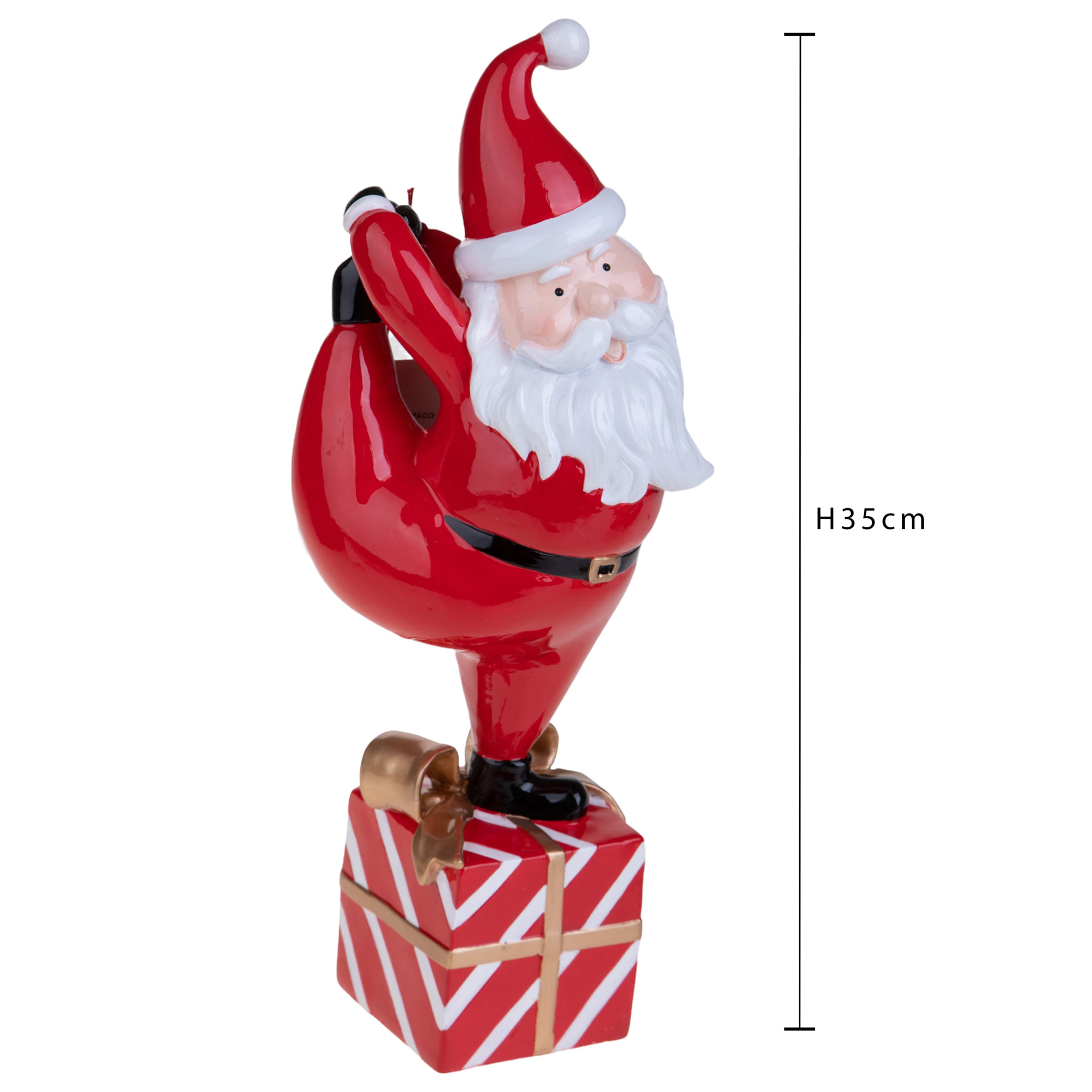 Babbo Natale su pacchi dono - Pezzi 1 - H 35 cm - Colore: Rosso - Bianchi Dino