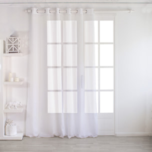 Voilage uni à oeillets grande largeur - Blanc