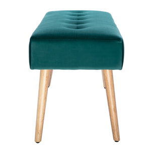 Banc scandinave capitonné en tissu velours bleu pétrole et bois clair L96 cm GUESTA