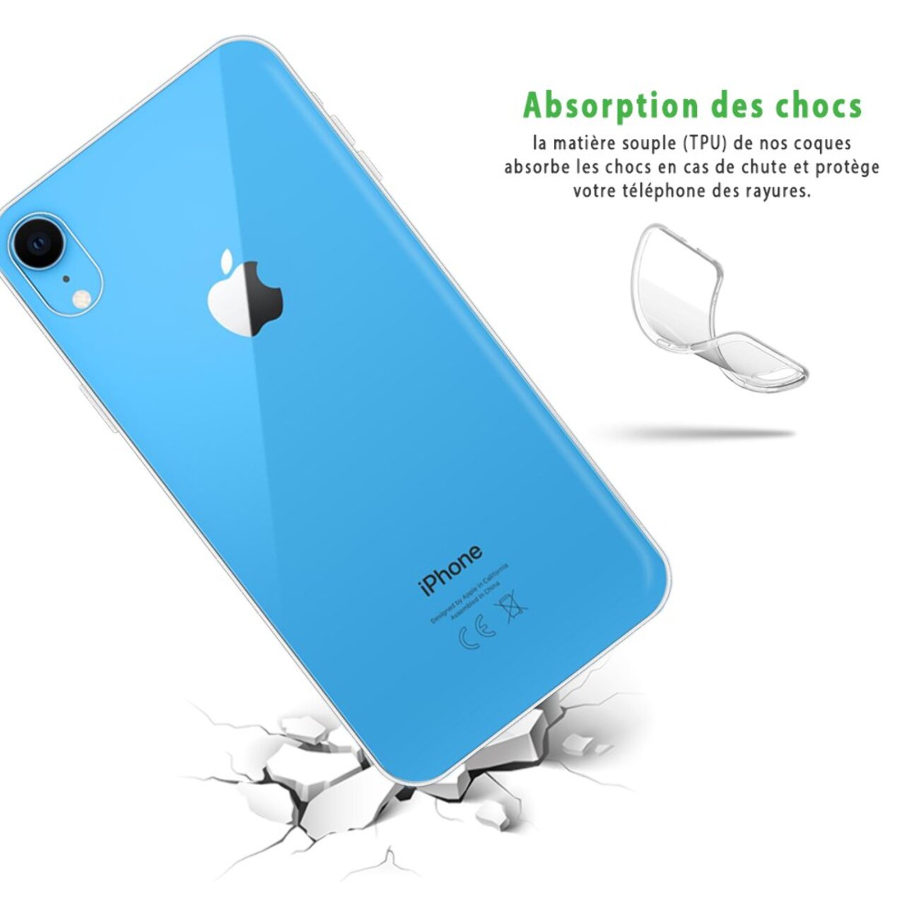 Coque iPhone XR Silicone + 2 Vitres en verre trempé Protection écran