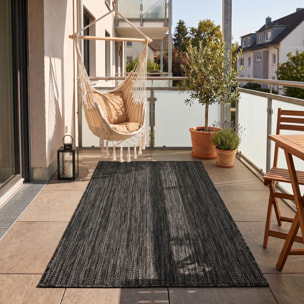 MIRA - Tapis intérieur/extérieur noir à aspect naturel