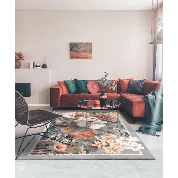 Tappeto arredo salotto soggiorno camera, stile contemporaneo arte moderna motivi floreali giapponesi