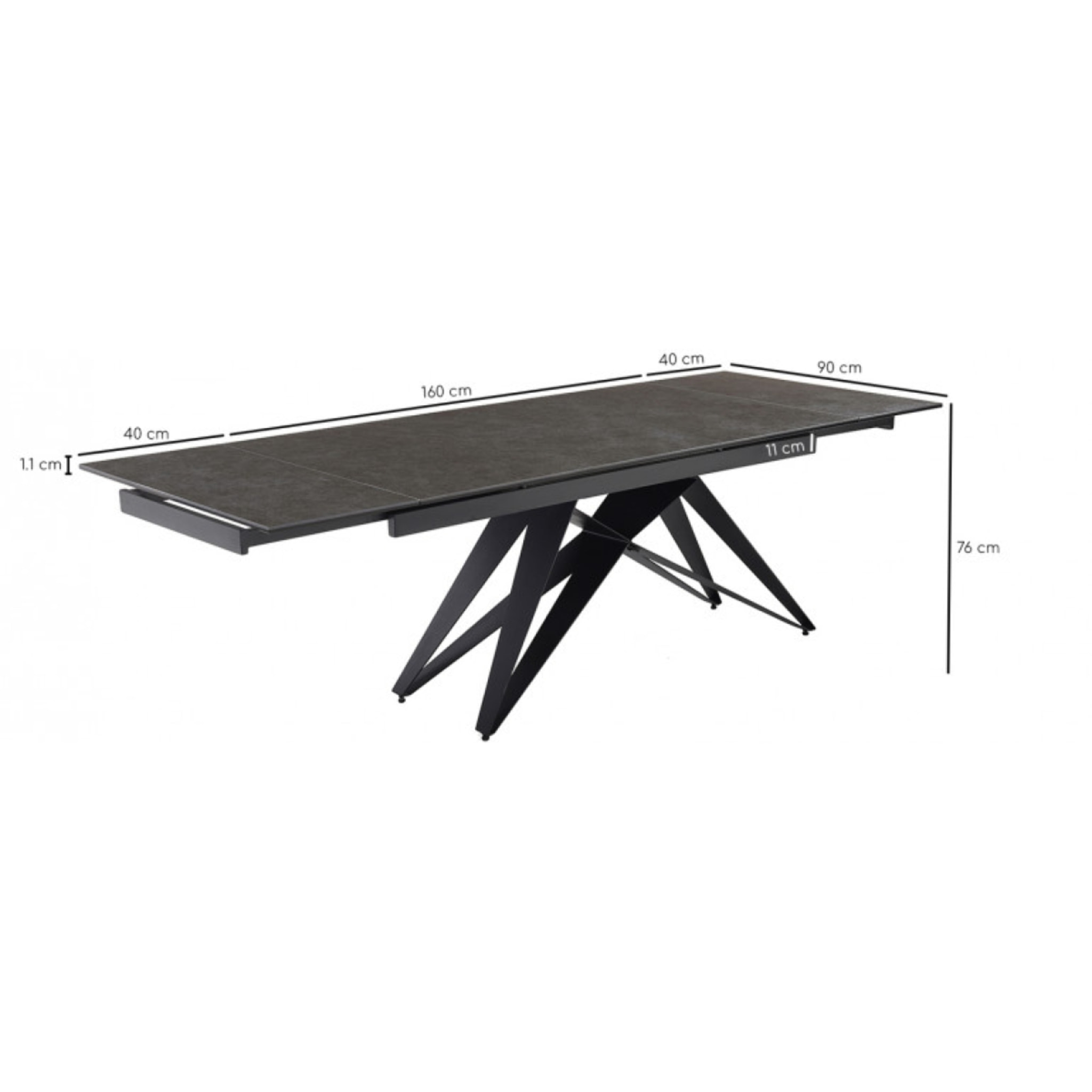 Table extensible en céramique vintage grey L160/240cm - 9 piètements - UNIK