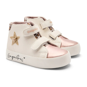 Zapatillas Altas de Niña con Doble Tira Adherente y Estampado de Estrella