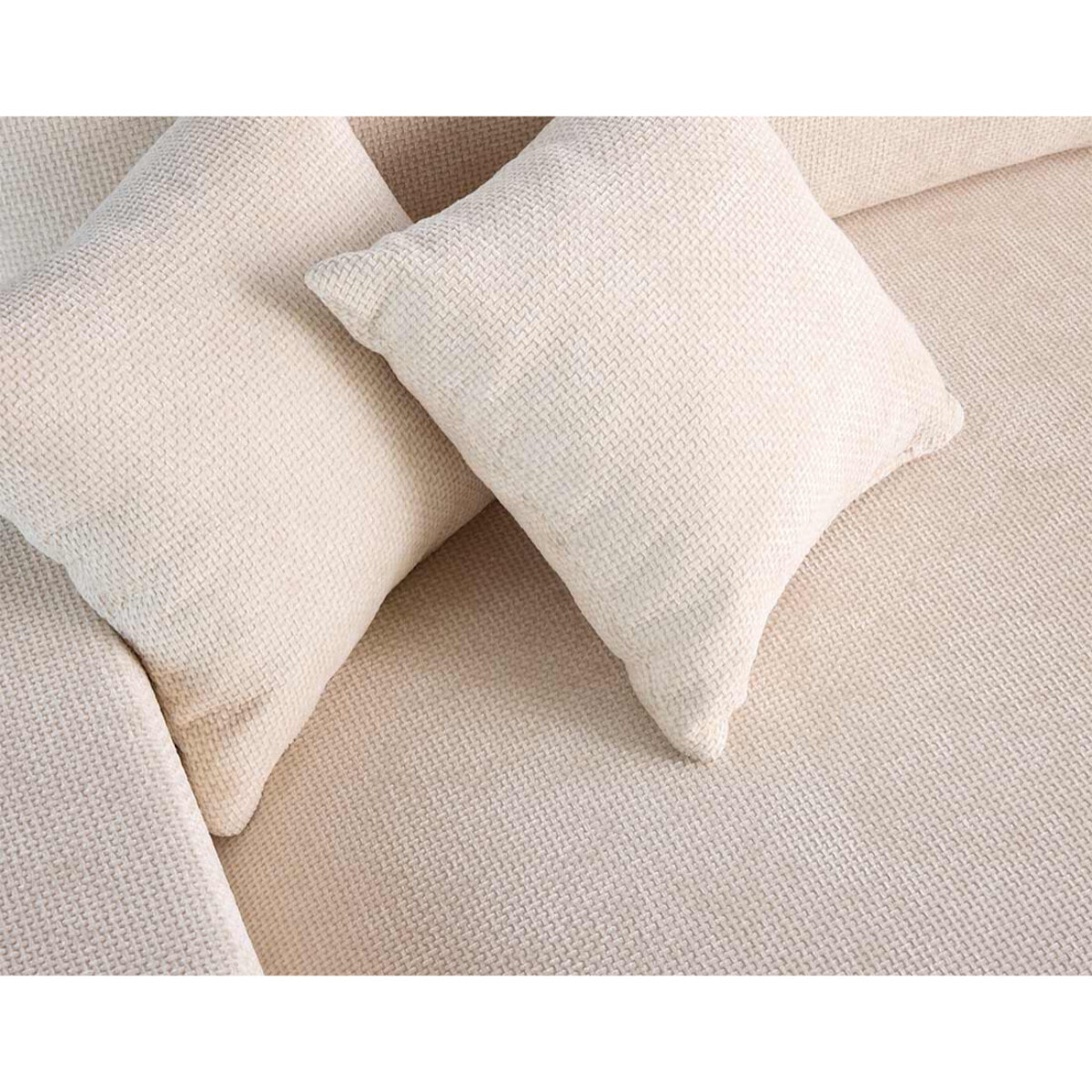 Pivoine - canapé droit 3 places - convertible avec coffre - en velours texturé - Beige