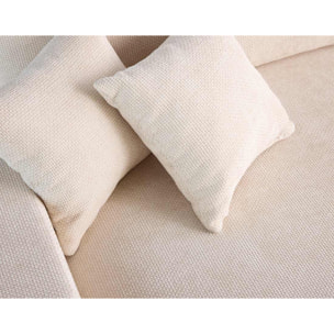 Pivoine - canapé droit 3 places - convertible avec coffre - en velours texturé - Beige
