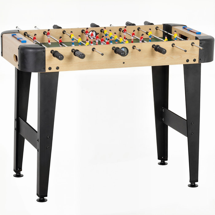 Futbolín para Niños de Madera, Mesa de Futbolín con 2 Marcadores, 8 Asas, 22 Jugadores, 8 Barras y 2 Bolas, Regalo para Adultos, Familias, Fiestas, 92x75x71 cm, Natural