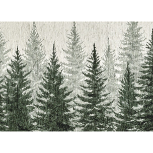 Tappeto Jacquard Ideale Cucina Ingresso Made In Italy Antiscivolo, Lavabile, Morbido Disegno Abeti Verde By Suardi