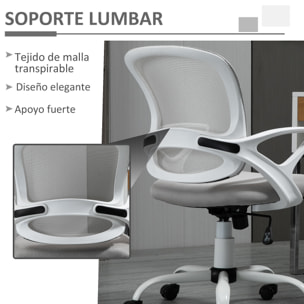 Vinsetto Silla de Oficina Ergonómica Silla de Escritorio Basculante con Altura Ajustable Asiento Giratorio 360° y Soporte Lumbar Malla Transpirable 61x61x89-99 cm Gris