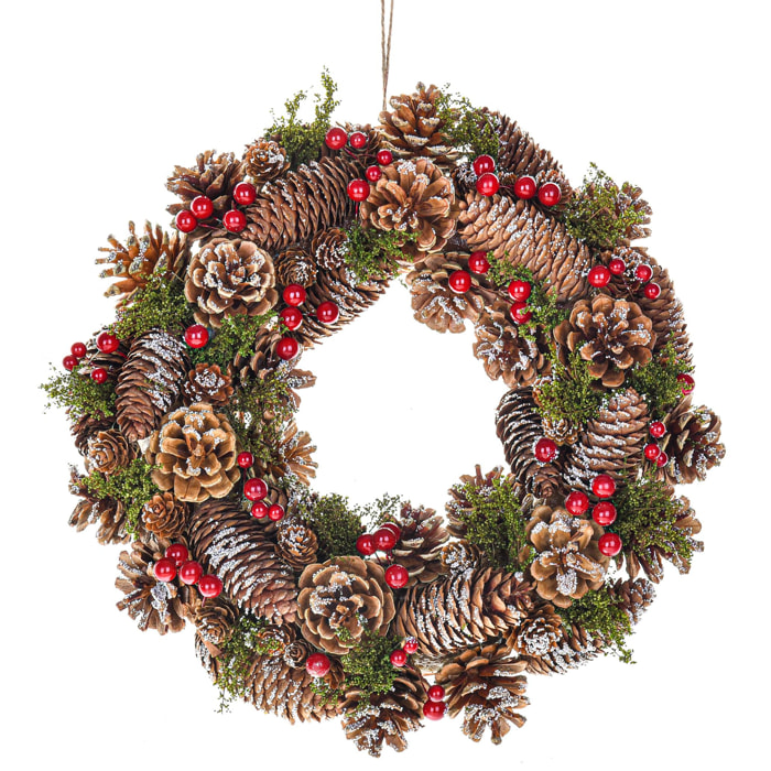 Corona natale con bacche - Pezzi 3 - ROSSO - Bianchi Dino SpA