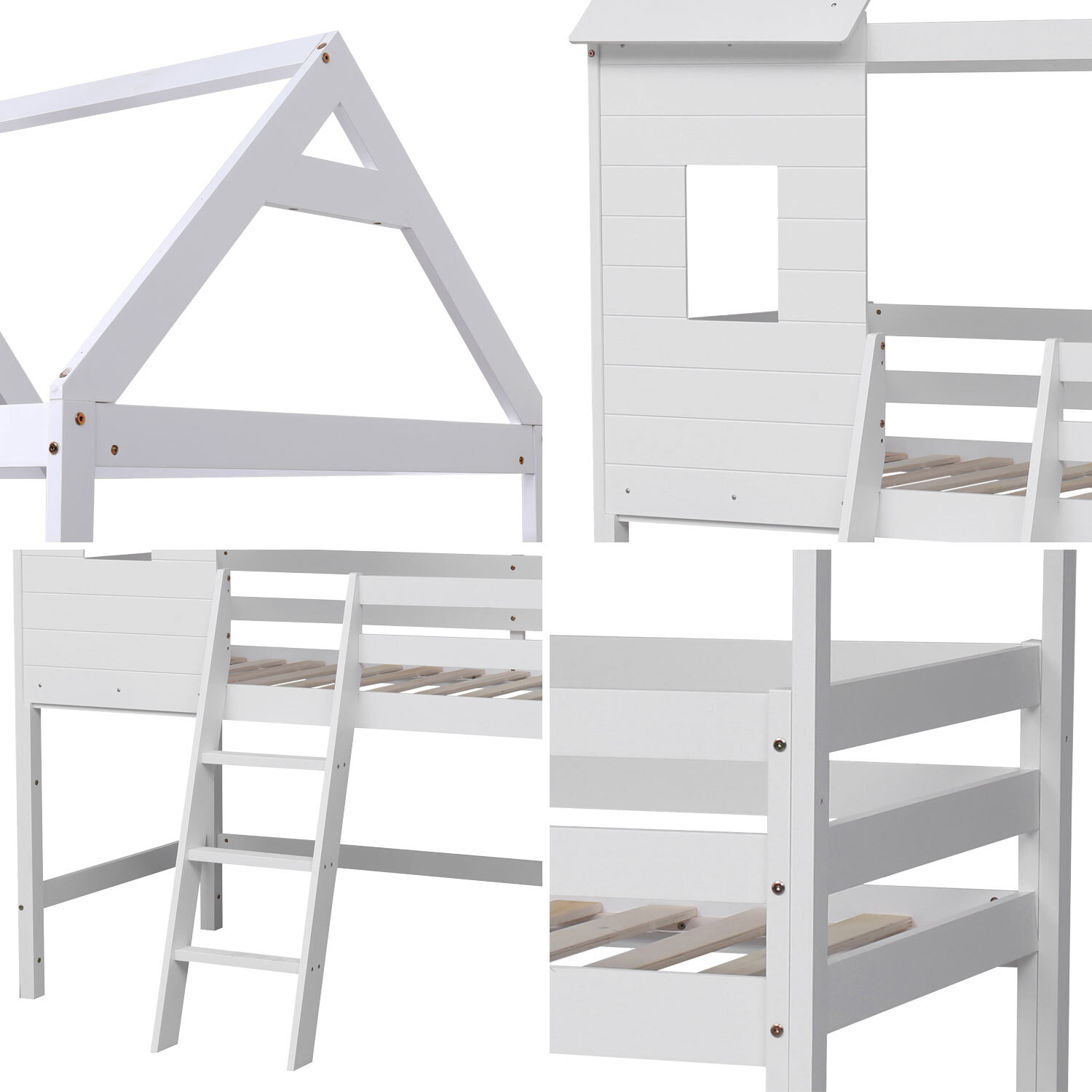 Lit cabane mezzanine pour enfant 190x90cm blanc MARGOT