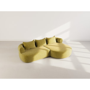 Angela - canapé d'angle droit 4 places en velours texturé - Vert