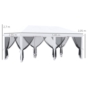 Carpa Plegable Pop-Up Gazebo 6x3 m Cenador Plegable con 6 Paredes Laterales de Malla Anti-UV y Bolsa de Transporte para Camping Fiestas Crema