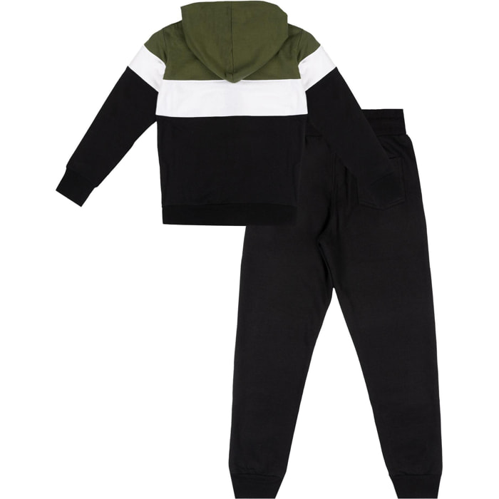 Tuta invernale da bambino tricolor con cappuccio e zip 'Varsity'