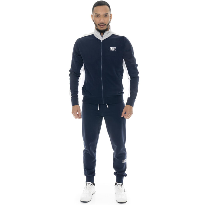 Tuta da uomo in cotone non garzato con colletto e zip Leone Basic