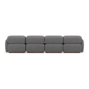 Penelope - canapé droit modulable 4 places en velours texturé - Gris